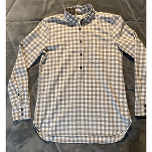 J Crew button Shirt Women's Cotton Popover Boy Fit Plaid Gray Checked Size XXS